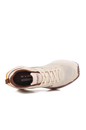 Bej Fileli Hafif Esnek Memory Foam Erkek Spor Ayakkabı Tirispol M