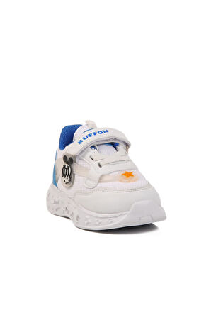 Beyaz Mavi Cırtlı Işıklı Hafif Unisex Çocuk Spor Ayakkabı B