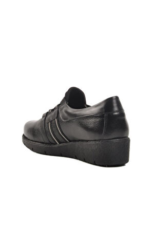 BB0121 Z Siyah Hakiki Deri Kadın Günlük Ayakkabı