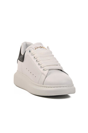 Ayakmod Premium 02028 M Beyaz-Siyah Hakiki Deri Erkek Sneaker