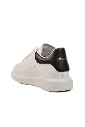 Ayakmod Premium 02028 M Beyaz-Siyah Hakiki Deri Erkek Sneaker