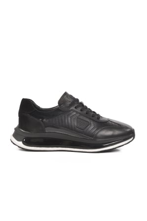 Siyah Hakiki Deri Erkek Sneaker Erroo 2614 M 