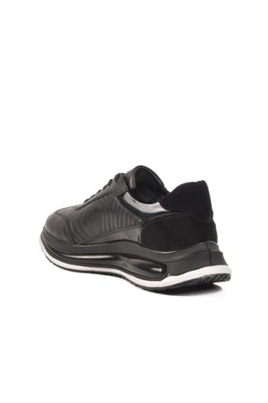Siyah Hakiki Deri Erkek Sneaker Erroo 2614 M 