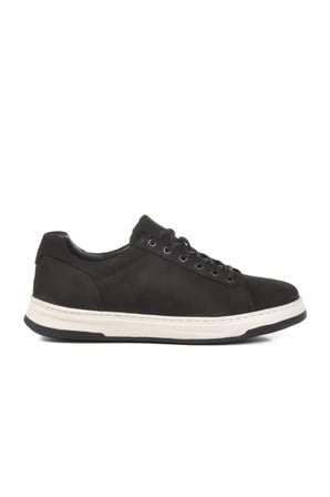 Siyah Nubuk Hakiki Deri Erkek Sneaker 2516 M