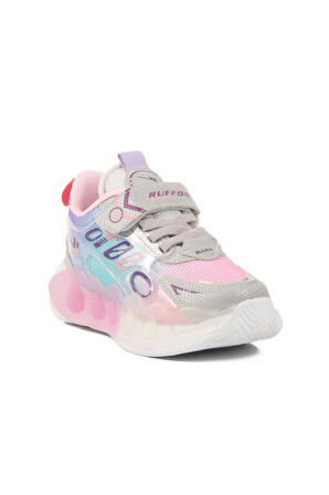 2480 P Gri-Pembe Tekstil Çocuk Spor Ayakkabı Ruffon 