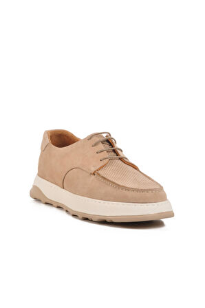 Ayakmod Premium 8212 M Bej Nubuk Hakiki Deri Erkek Sneaker
