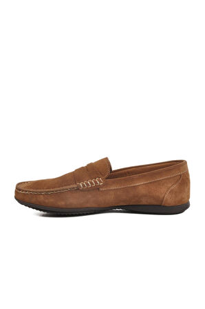 Kazar 3Y0113-163 M Toprak Nubuk Hakiki Deri Erkek Loafer
