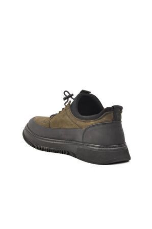 4K9824 Siyah-Haki Hakiki Deri Erkek Sneaker