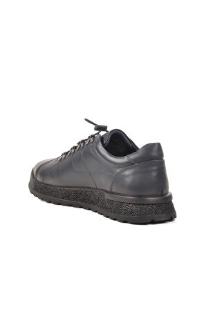 3K1820-3835 M Lacivert Hakiki Deri Erkek Sneaker