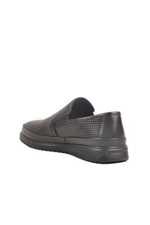 LO2070-C200 M Siyah Erkek Yazlık Hakiki Deri Günlük Ayakkabı