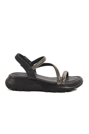 Siyah Kadın Topuklu Sandalet T-005 Z