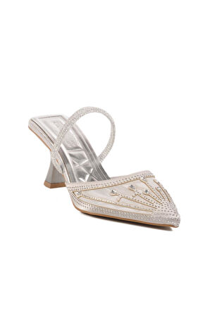 Gümüş Kadın Abiye Ayakkabı T-100 Z