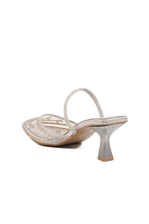 Gümüş Kadın Abiye Ayakkabı T-100 Z