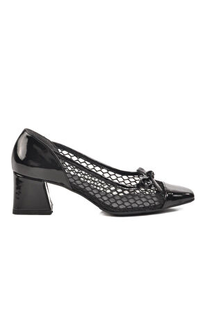 Siyah Rugan Tekstil Kadın Abiye Ayakkabı 250230 Z 
