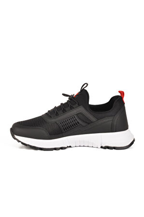 Nans 6006 G Siyah-Kırmızı Fileli Kilit Bağcıklı Unisex Spor Ayakkabı