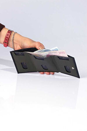 Grande 724 Kartlık Siyah Hakik Deri Erkek Kartlık