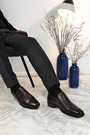 Pierre Cardin 70555 M Kahverengi Hakiki Deri Erkek Takım Elbiseye Uygun Klasik Ayakkabı