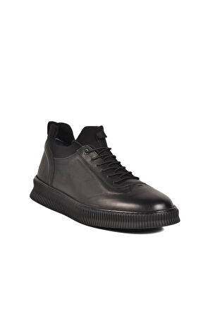 WALKway 2517 M ( Büyük Numara ) Siyah Hakiki Deri Erkek Günlük Ayakkabı