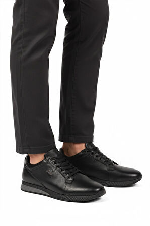 Fosco 3235 M Siyah Floter Hakiki Deri Erkek Günlük Ayakkabı