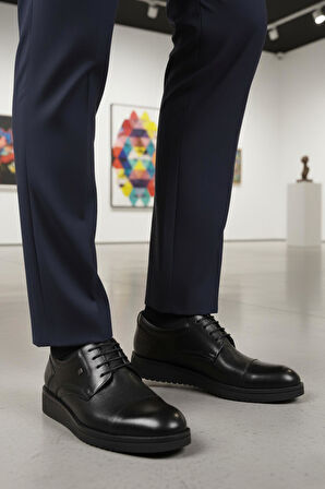 Fosco 2991 M Siyah Hakiki Deri Erkek Klasik Ayakkabı