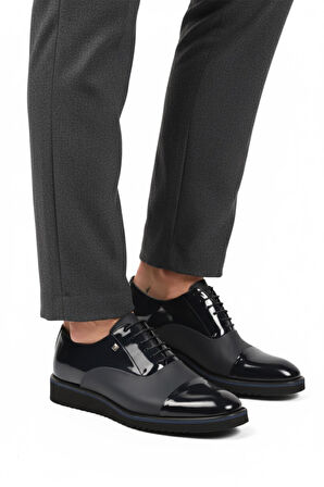 Fosco 6590 M Lacivert Rugan Hakiki Deri Erkek Klasik Ayakkabı