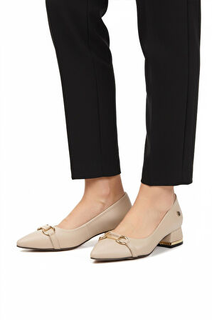 Pierre Cardin PC-55197 Z Bej Saten Tekstil Kadın Abiye Ayakkabı