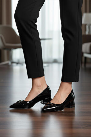 Pierre Cardin PC-55197 Z Siyah Rugan Kadın Klasik Topuklu Ayakkabı