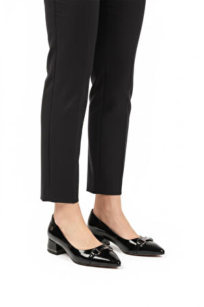 Pierre Cardin PC-55197 Z Siyah Rugan Kadın Klasik Topuklu Ayakkabı