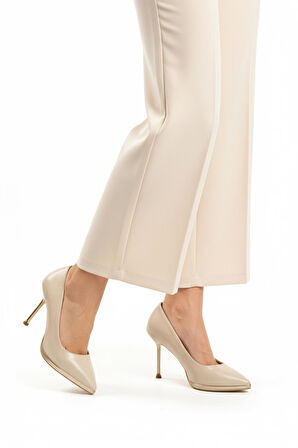 Ayakmod 448205 Z Bej Kadın Topuklu Ayakkabı