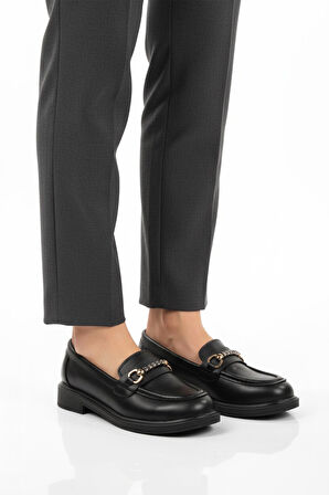 Ayakmod 572441 Z Siyah Cilt Kadın Günlük Ayakkabı