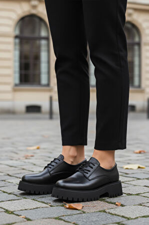 Ayakmod 572451 Z Siyah Cilt Kadın Günlük Ayakkabı