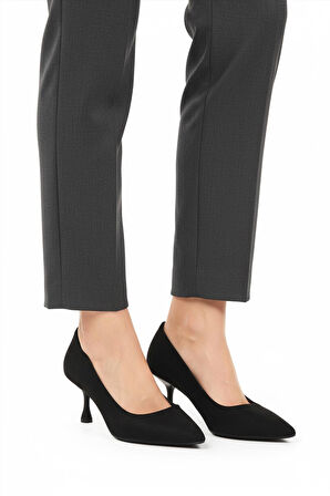 Ayakmod 695033 Z Siyah Süet Kadın Topuklu Ayakkabı