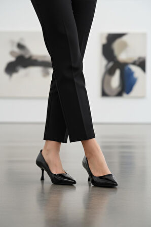 Ayakmod 695033 Z Siyah Rugan Kadın Topuklu Ayakkabı