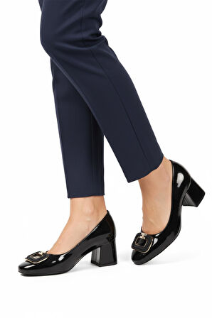 Ayakmod 695040 Z Siyah Rugan Kadın Topuklu Ayakkabı