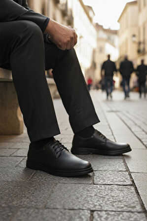 Ayakmod DSN 2027 M Siyah Hakiki Deri Erkek Günlük Ayakkabı