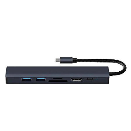 Coofbe Pd 100W 7in1 Type-C HUB RJ45 HDMI Kart Okuyucu Type-c Dönüştürücü Çoğaltıcı USB3.0 Çoğaltıcı