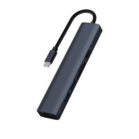 Coofbe Pd 100W 7in1 Type-C HUB RJ45 HDMI Kart Okuyucu Type-c Dönüştürücü Çoğaltıcı USB3.0 Çoğaltıcı