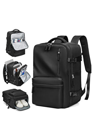 Su Geçirmez 16" inç 39L Ayakkabı Bölmeli Seyahat Sırt Çantası - Laptop Bölmeli, USB Şarj Girişli