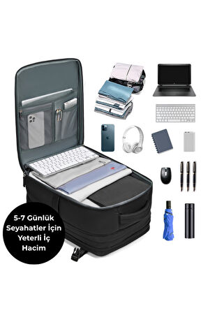 Su Geçirmez 16" inç 39L Ayakkabı Bölmeli Seyahat Sırt Çantası - Laptop Bölmeli, USB Şarj Girişli