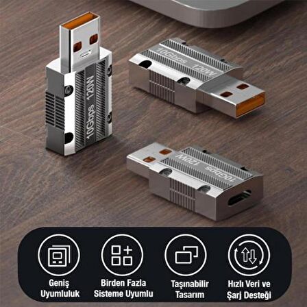 Coofbe 120W 10Gbps Veri Aktarım Type-C to USB Çevirici Dönüştürücü Macbook iPad Dönüştürücü 120W Şarj
