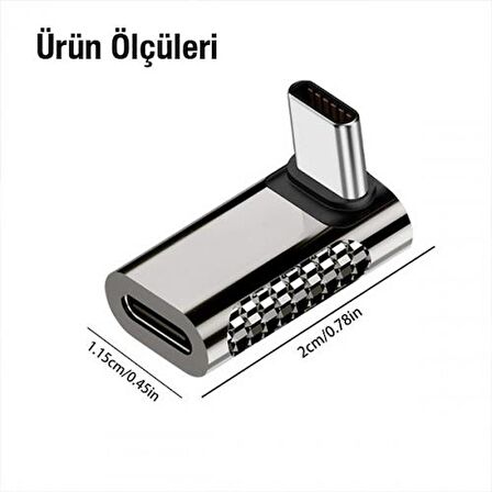 Coofbe Type-C to Type-C Uzatma Adaptörü Dirsek Tip 100W 20Gbps Type-C Çevirici Dönüştürücü Adaptör