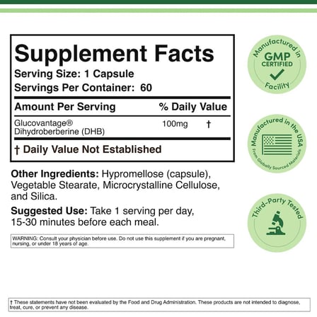 Dıhydro Berberine 100 mg 60 Kapsül │Better Absorded & Tolered Form of Berberine