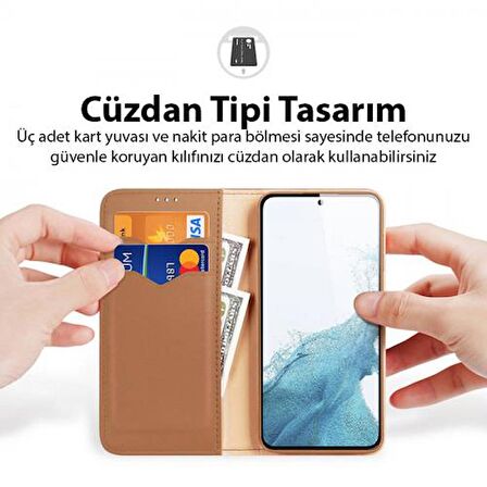 Coofbe Temassız Kart Korumalı Mıknatıslı Deri Cüzdanlı Samsung Galaxy S23 Kılıf 3 Adet Kart Bölmeli