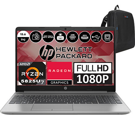 Hp 255 G9 Amd Ryzen 7 5825U 64GB 1tb SSD Radeon Vega 8 Freedos 15.6" IPS Fhd Taşınabilir Bilgisayar 6Q8N3ESF33+ Zetta Çanta