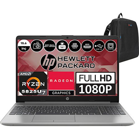 Hp 255 G9 Amd Ryzen 7 5825U 8gb 512GB SSD Radeon Vega 8 Windows 11 Home 15.6" IPS Fhd Taşınabilir Bilgisayar 6Q8N3ESH02+ Zetta Çanta
