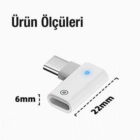 Coofbe L Tip Dirsekli Apple Pen Şarj Dönüştürücü Lightning to Type-C Dönüştürücü Apple Pencil Kalem Şarj Adaptörü( Apple Uyumludur.)