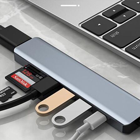 Coofbe 7in1 Type-C HUB Type-C Dönüştürücü Çoğaltıcı Hub 30HZ 4K 1080P HDMI Usb Çoğaltıcı Sd Kart Giriş