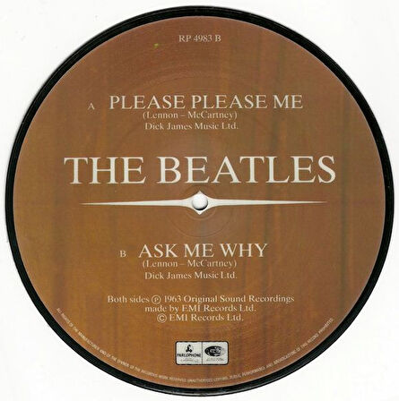 BEATLES - Please Please Me / Ask Me Why - İngiltere 1983  Basım 45lik Picture Disc