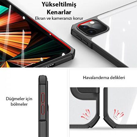 Coofbe Uyku Modlu Standlı Şeffaf Arka Kapak iPad Pro 12.9 Kılıf iPad Pro 12.9 Tablet Kılıf 2022-2021-2020-2018