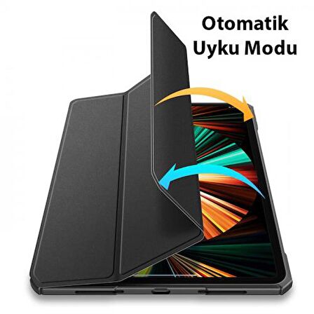 Coofbe Uyku Modlu Standlı Şeffaf Arka Kapak iPad Pro 12.9 Kılıf iPad Pro 12.9 Tablet Kılıf 2022-2021-2020-2018